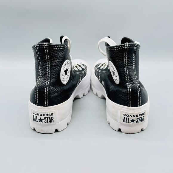 Converse Shoes Womens 5.5 Black Leather Chuck Taylor All Star High Top Sneakers - Picture 8 of 12